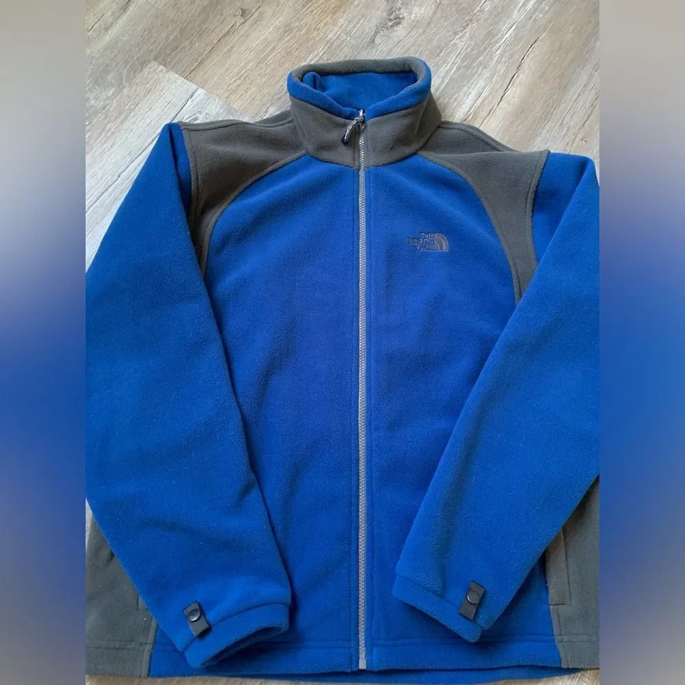 The North Face Full Zip Fleece Jacket Mens Size M Royal Blue Gray New